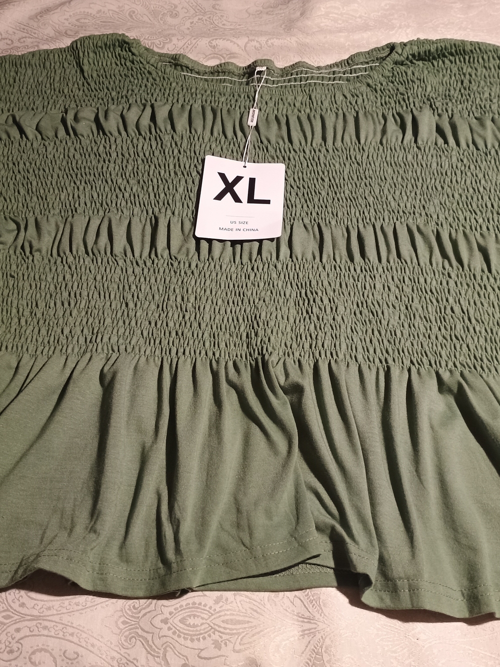 Olive Smocked Peplum Women's Sweater - XL